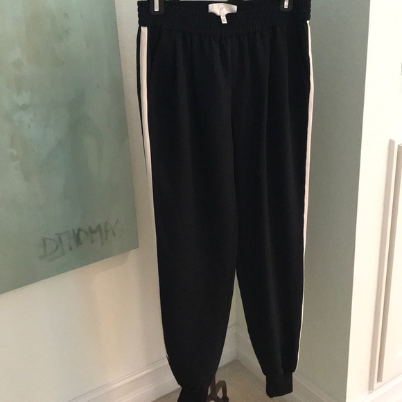 Joie Pants - Joie black joggers with light cream stripe on legs